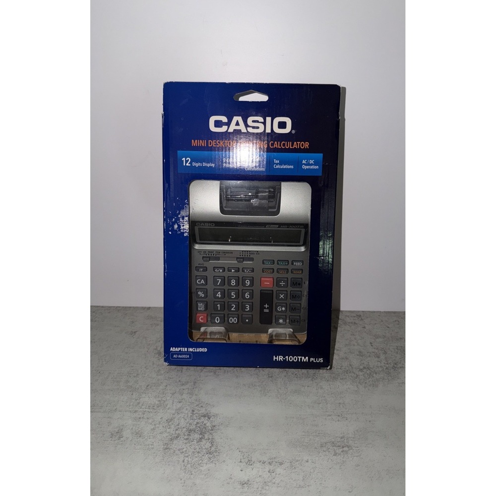Casio HR-100TM PLUS Mini Desktop Printing Calculator Silver 12-Digit New In Box